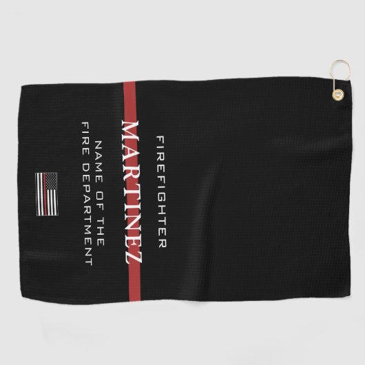 Custom Firefighter Thin Red Line Fire Department Golfhandtuch (Horizontal)