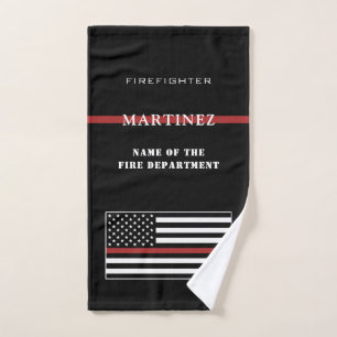 Custom Firefighter Thin Red Line Fire Department Handtuch