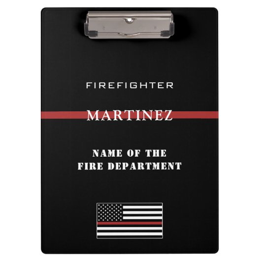 Custom Firefighter Thin Red Line Fire Department Klemmbrett (Vorderseite)