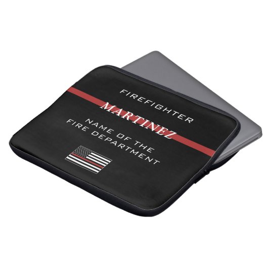 Custom Firefighter Thin Red Line Fire Department Laptopschutzhülle (Vorne Oben)