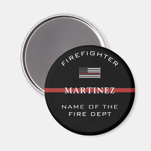 Custom Firefighter Thin Red Line Fire Department Magnet (Vorderseite/Rückseite)