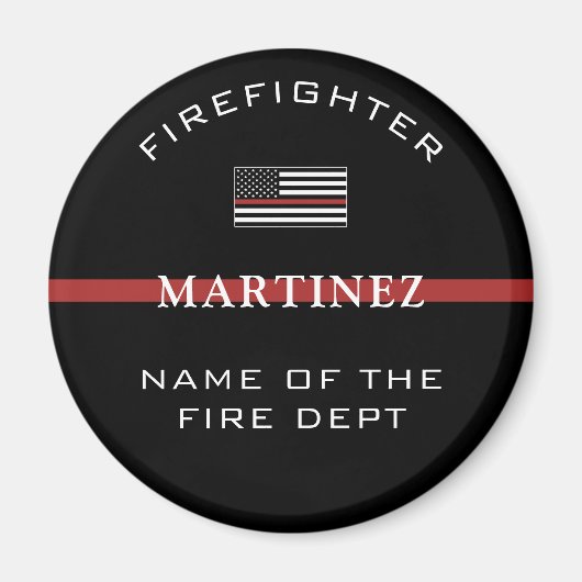 Custom Firefighter Thin Red Line Fire Department Magnet (Vorne)
