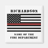 Custom Firefighter Thin Red Line Fire Department Magnet (Vorne)