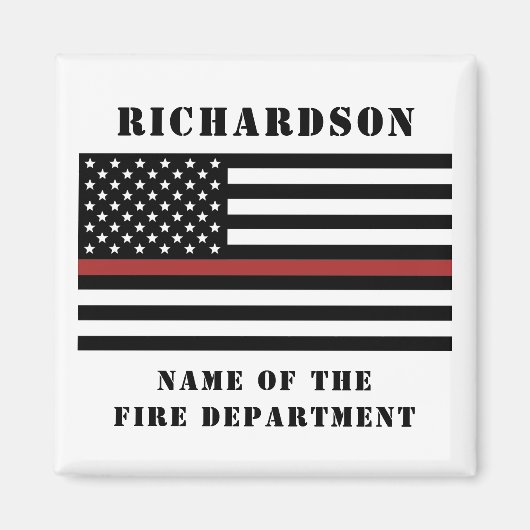 Custom Firefighter Thin Red Line Fire Department Magnet (Vorne)