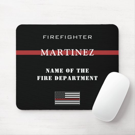 Custom Firefighter Thin Red Line Fire Department Mousepad (Mit Mouse)