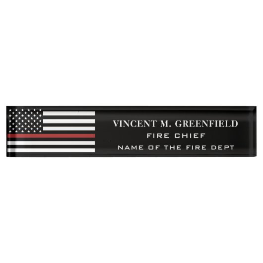 Custom Firefighter Thin Red Line Fire Department Namensplakette (Vorderseite)