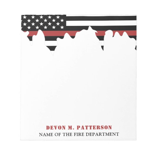Custom Firefighter Thin Red Line Fire Department Notizblock (Vorderseite)