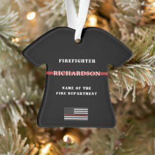 Custom Firefighter Thin Red Line Fire Department  Ornament