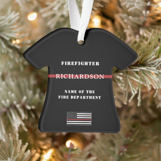 Custom Firefighter Thin Red Line Fire Department  Ornament (Baum)