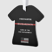 Custom Firefighter Thin Red Line Fire Department Ornament (Vorderseite)