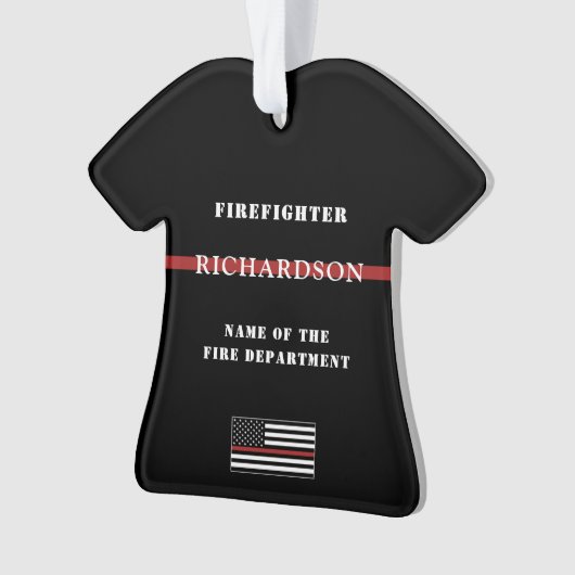 Custom Firefighter Thin Red Line Fire Department Ornament (Vorderseite)