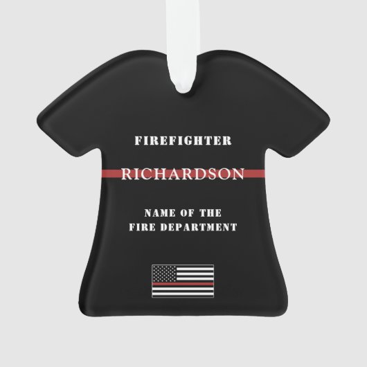 Custom Firefighter Thin Red Line Fire Department Ornament (Rückseite)