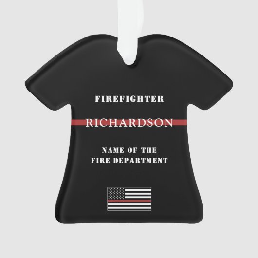 Custom Firefighter Thin Red Line Fire Department Ornament (Vorderseite)