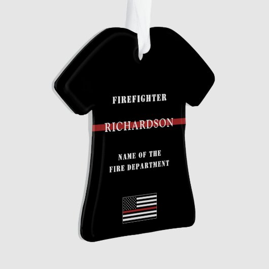 Custom Firefighter Thin Red Line Fire Department Ornament (Vorderseite)