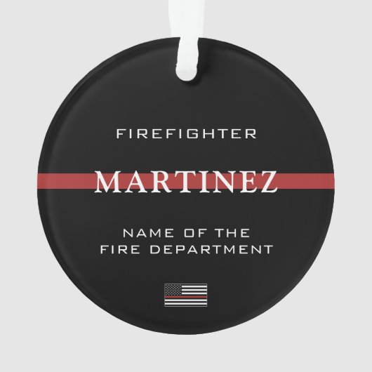 Custom Firefighter Thin Red Line Fire Department Ornament (Rückseite)
