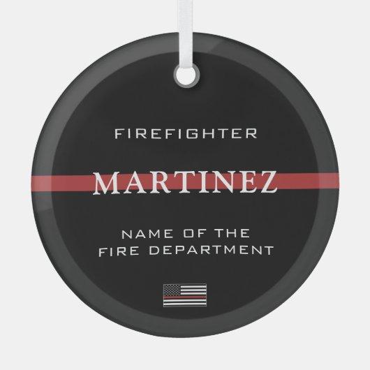 Custom Firefighter Thin Red Line Fire Department Ornament Aus Glas (Vorderseite)