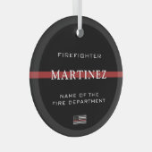 Custom Firefighter Thin Red Line Fire Department Ornament Aus Glas (Vorderseite Rechts)