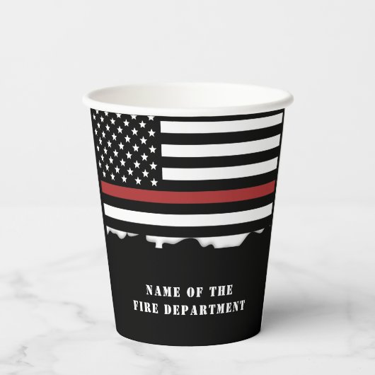 Custom Firefighter Thin Red Line Fire Department Pappbecher (Rückseite)