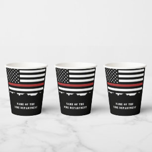 Custom Firefighter Thin Red Line Fire Department Pappbecher