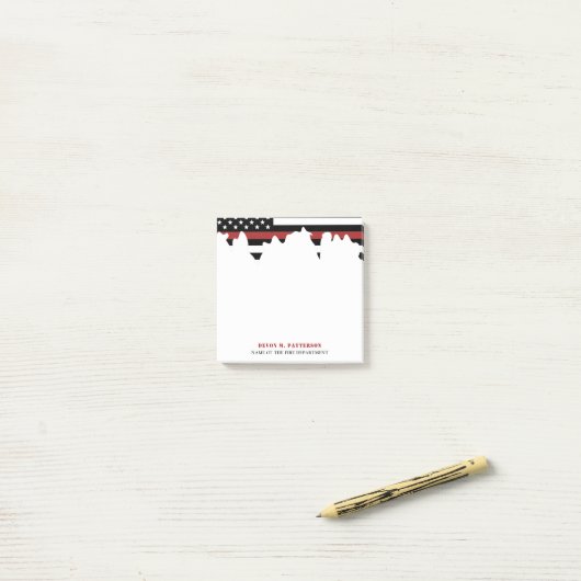 Custom Firefighter Thin Red Line Fire Department Post-it Klebezettel (Auf Schreibtisch)