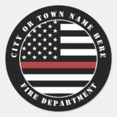 Custom Firefighter Thin Red Line Fire Department Runder Aufkleber (Vorderseite)