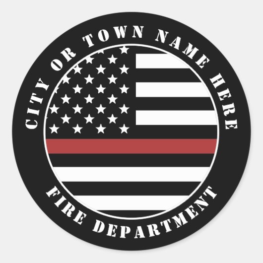 Custom Firefighter Thin Red Line Fire Department Runder Aufkleber (Vorderseite)