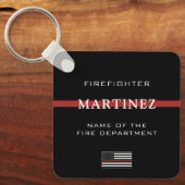 Custom Firefighter Thin Red Line Fire Department Schlüsselanhänger (Vorderseite)