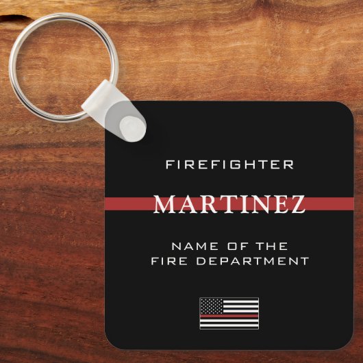 Custom Firefighter Thin Red Line Fire Department Schlüsselanhänger (Vorderseite)