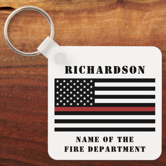 Custom Firefighter Thin Red Line Fire Department Schlüsselanhänger (Vorderseite)