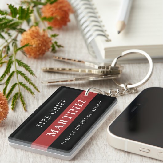 Custom Firefighter Thin Red Line Fire Department Schlüsselanhänger (Vorderseite rechts)
