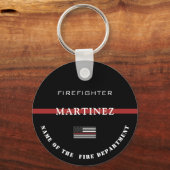 Custom Firefighter Thin Red Line Fire Department Schlüsselanhänger (Rückseite)