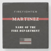 Custom Firefighter Thin Red Line Fire Department Steinuntersetzer (Vorderseite)