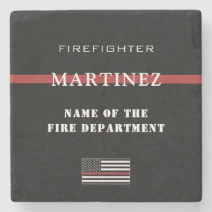 Custom Firefighter Thin Red Line Fire Department Steinuntersetzer