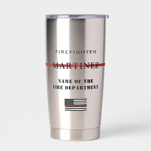 Custom Firefighter Thin Red Line Fire Department Thermobecher (Links)