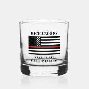 Custom Firefighter Thin Red Line Fire Department Whiskyglas