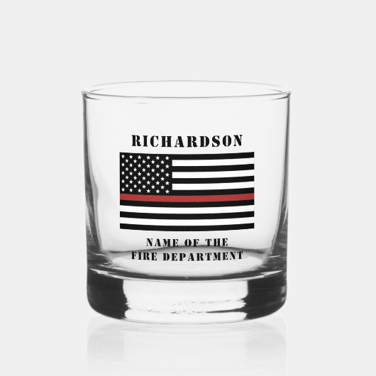 Custom Firefighter Thin Red Line Fire Department Whiskyglas (Vorderseite)