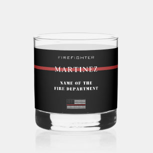 Custom Firefighter Thin Red Line Fire Department Whiskyglas