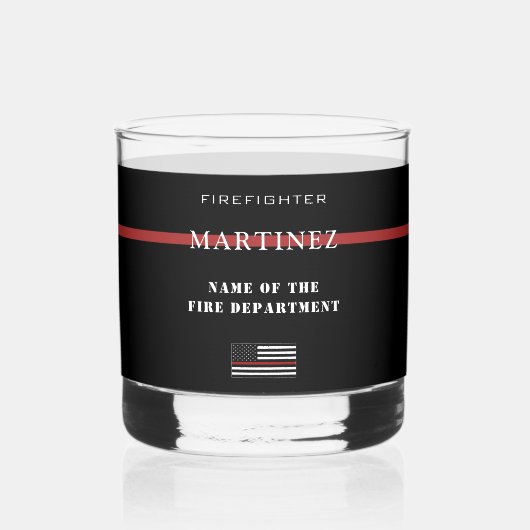 Custom Firefighter Thin Red Line Fire Department Whiskyglas (Vorderseite)