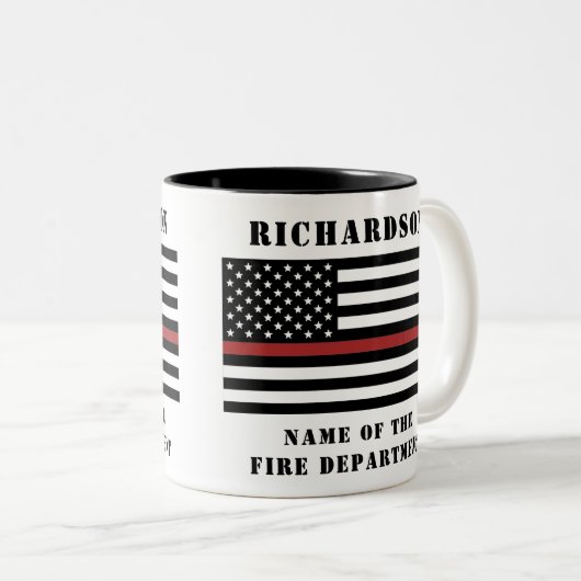 Custom Firefighter Thin Red Line Fire Department Zweifarbige Tasse (VorderseiteRechts)
