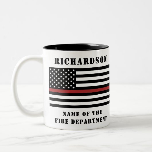 Custom Firefighter Thin Red Line Fire Department Zweifarbige Tasse (Links)
