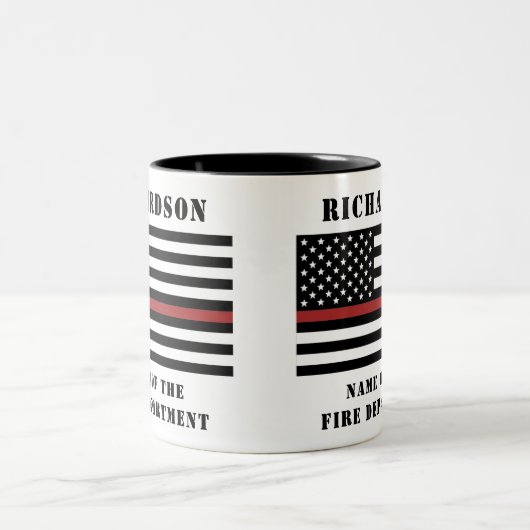 Custom Firefighter Thin Red Line Fire Department Zweifarbige Tasse (Mittel)