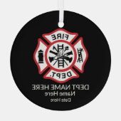 Custom Fireman Ornament Feuerwehrmann Maltese Cros Aus Glas (Rückseite)