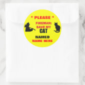 Custom Fireman Rette meine Katze Runder Aufkleber (Tasche)