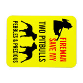 Custom Fireman Rettete meine zwei Pitbullen Feuers Magnet (Horizontal)