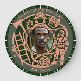 Custom Fireman Year Award Photo Clock Runde Wanduhr