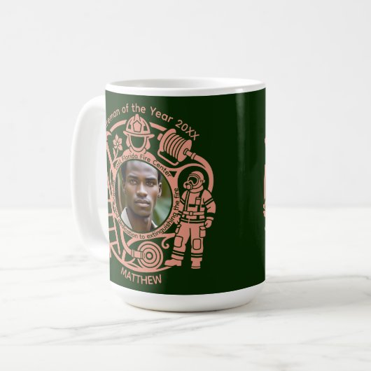 Custom Fireman Year Award Photo Kaffeetasse (Vorderseite Links)