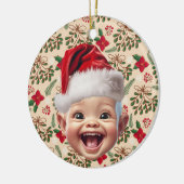 Custom First Baby Face Weihnachtsmannmütze Weihnac Keramik Ornament (Links)
