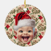 Custom First Baby Face Weihnachtsmannmütze Weihnac Keramik Ornament (Hinten)