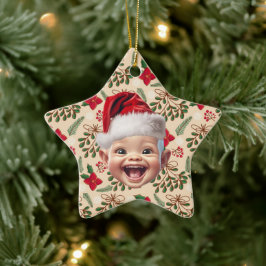 Custom First Baby Face Weihnachtsmannmütze Weihnac Keramik Ornament