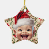 Custom First Baby Face Weihnachtsmannmütze Weihnac Keramik Ornament (Hinten)